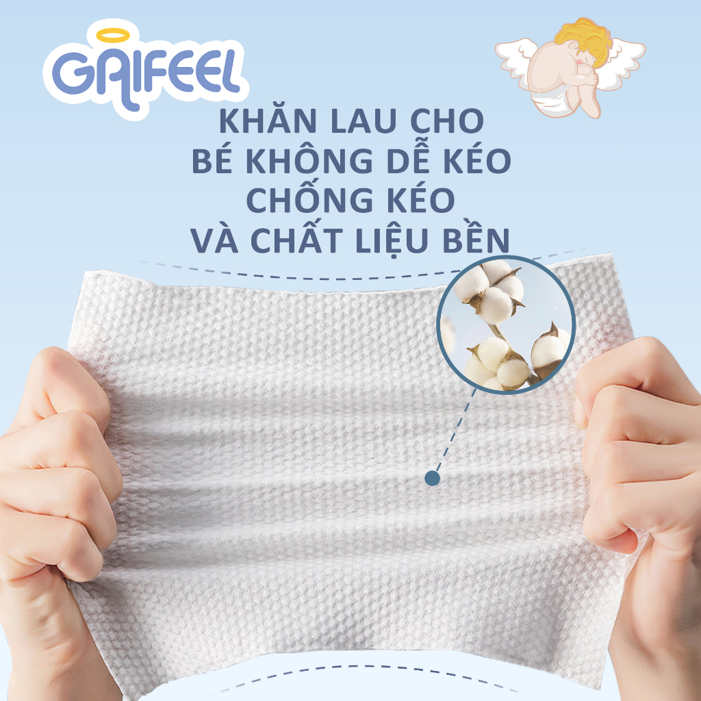 Khăn ướt GAIFEEL khăn giấy ướt Bộ 3 gói khăn ướt không mùi không cồn không parabens cao cấp dành cho em bé