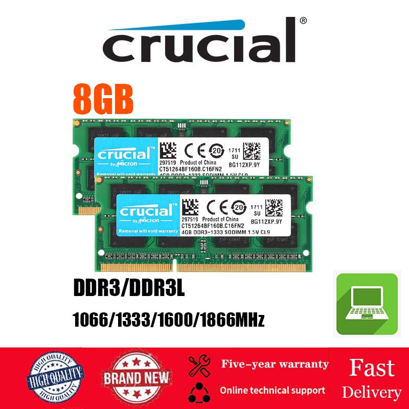 Ram máy tính xách tay quan trọng DDR3 DDR3L 4GB 8GB 1066 1333 1600MHZ 8GB SODIMM PC-8500 PC-10600 PC