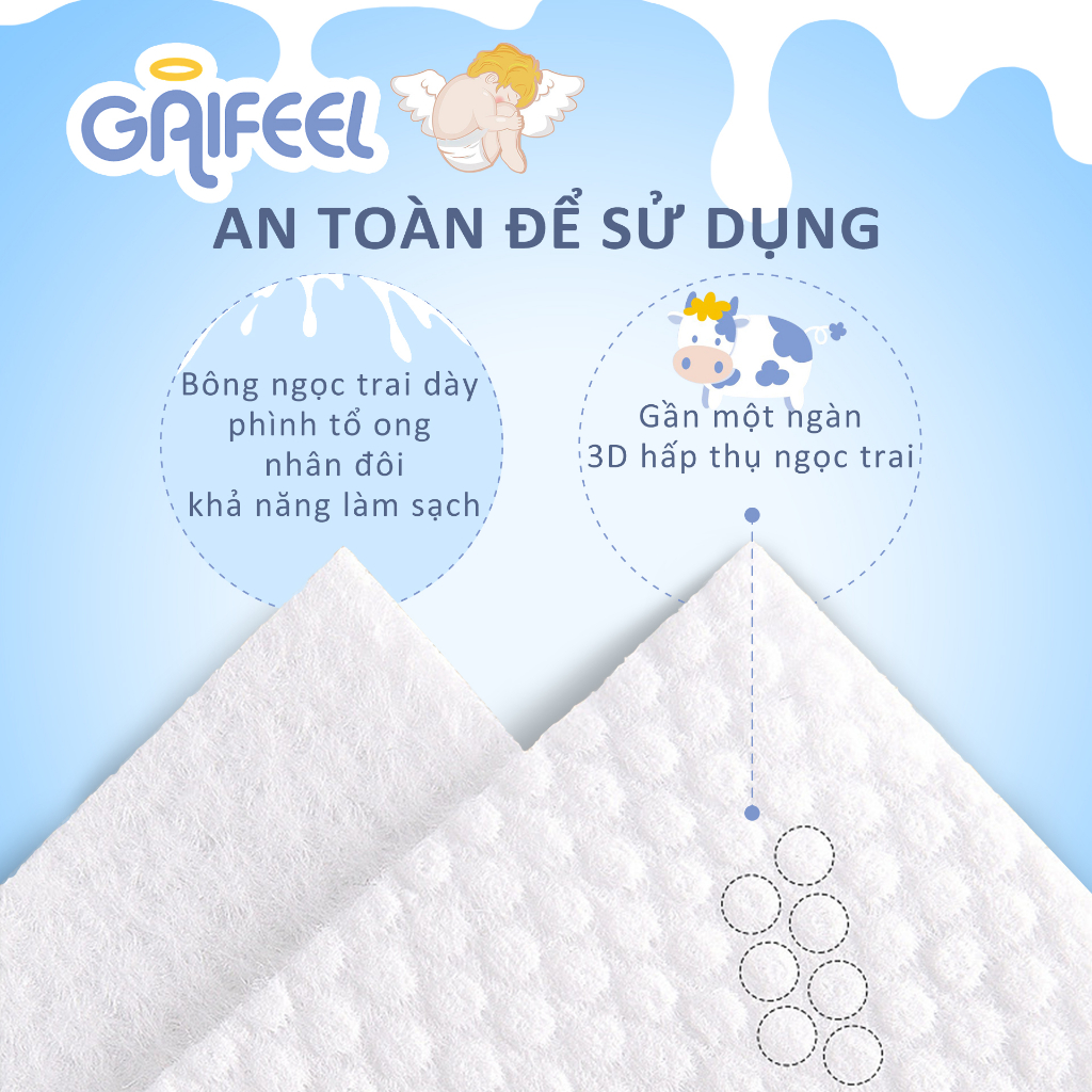 Set 80 khăn giấy ướt GAIFEEL khăn ướt chuyên dùng cho bé Khăn lau mùi sữa 3 gói