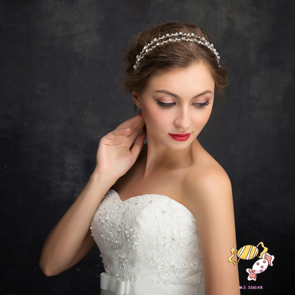 YADORNOS  Băng Đô Cài Tóc Bằng Hợp Kim Bạc Không Gây Dị Ứng Đính Pha Lê Thời Trang