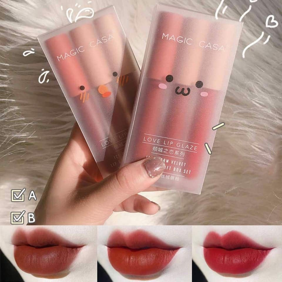 Bộ 3 son môi siêu đẹp magic casa matte lipsticks chất lượng cao mềm mại và mịn màng