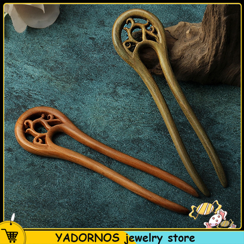 YADORNOS Đũa Gỗ Đàn Hương Hình Chữ U Phong Cách Trung Hoa Retro