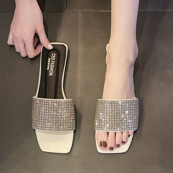 Prowow❤Dép Sandal Đính Đá Thời Trang Dành Cho Nữ