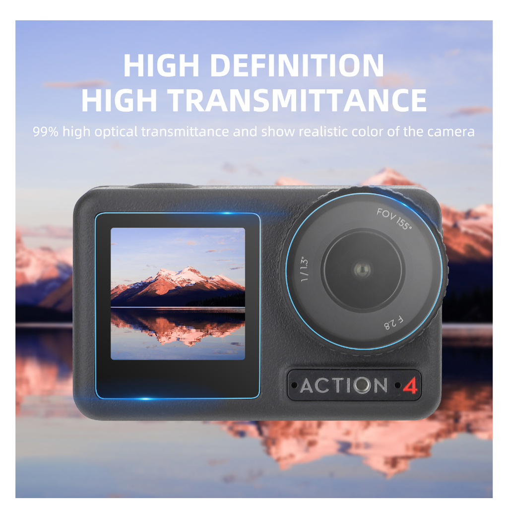 Phim bảo vệ ống kính DJI Action 4/DJI Osmo Action 4 Phụ kiện máy ảnh Kính cường lực Màn hình bảo vệ