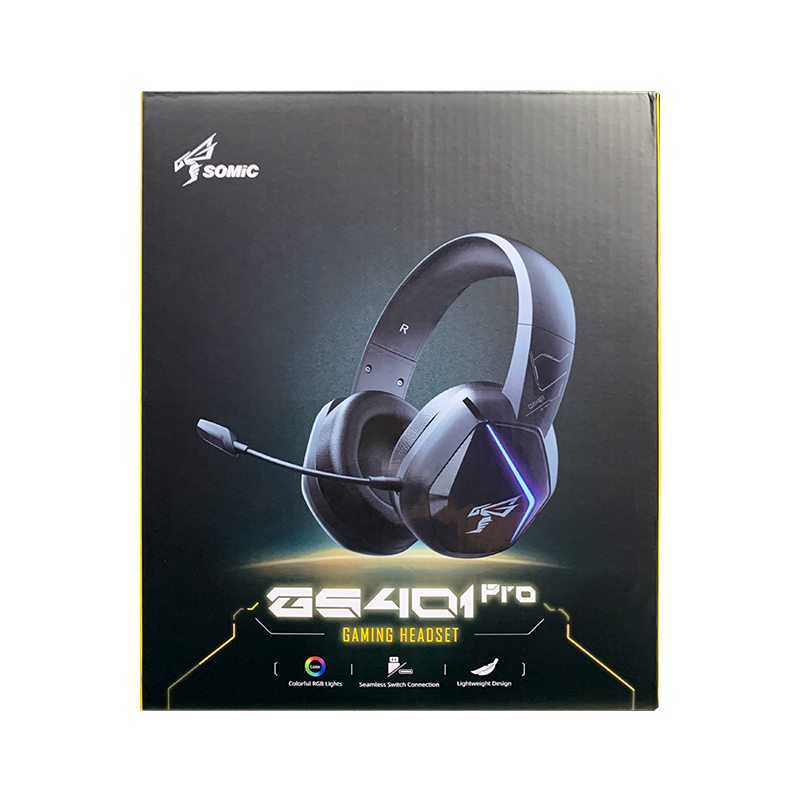 Tai nghe không dây somic gs401 pro 2.4g tai nghe có độ trễ thấp cho pc ps4 ps5 điện thoại máy tính xách tay bluetooth 5.2 tai nghe không dây với mic 50h playtime rgb light