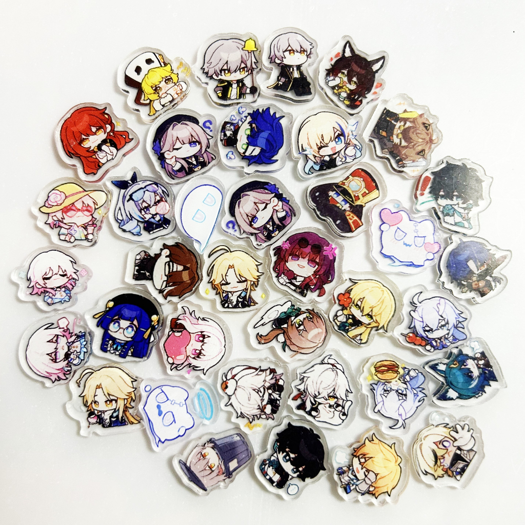 Honkai Starrail Jing Yuan Set 5 Miếng Dán Acrylic 2cm Trang Trí Điện Thoại / Móc Khóa / Tủ Lạnh DIY Hình Nhân Vật Phim Captain Stelle Himeko March 7th