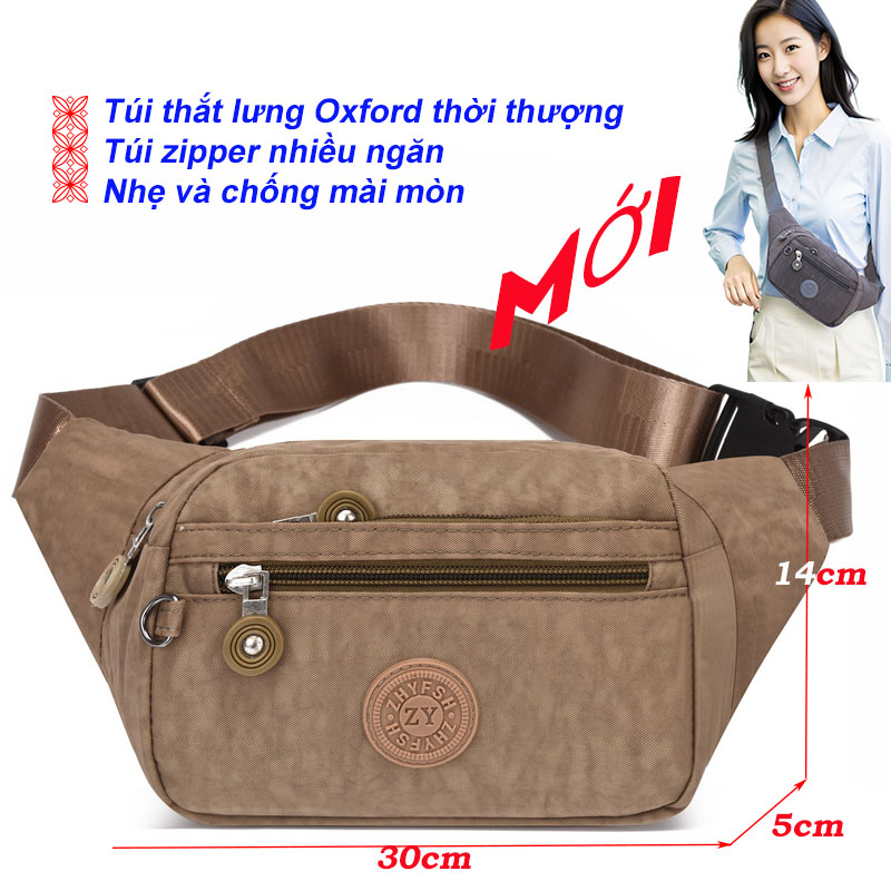 Túi thắt lưng thu ngân thông thường túi đeo ngực đa chức năng của phụ nữ giặt vải nylon oxford nhẹ