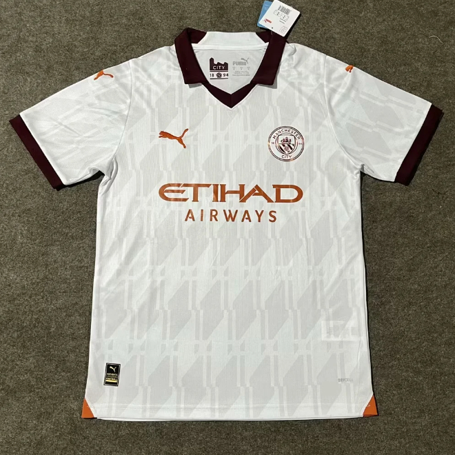 2023 áo bóng đá nam manchester city sân khách màu trắng