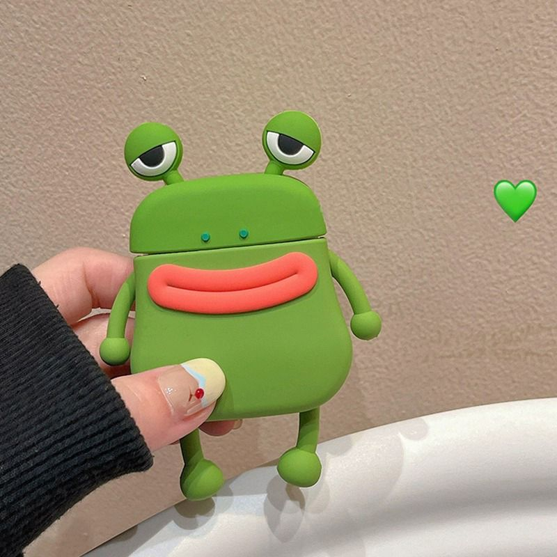 Đối với airpods 1 & 2 3 pro vỏ airpods dễ thương phim hoạt hình 3d frog nắp silicone bảo vệ đầy đủ