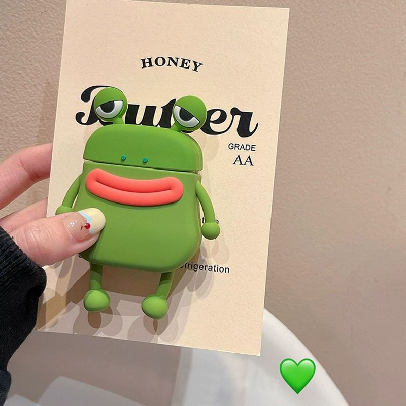 Đối với airpods 1 & 2 3 pro vỏ airpods dễ thương phim hoạt hình 3d frog nắp silicone bảo vệ đầy đủ