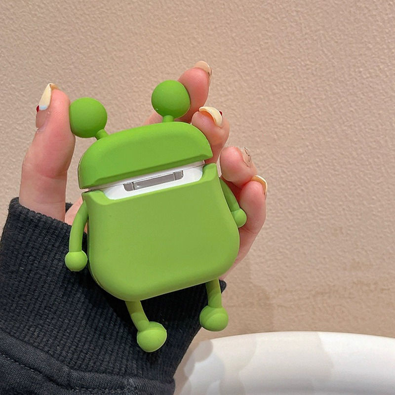 Đối với airpods 1 & 2 3 pro vỏ airpods dễ thương phim hoạt hình 3d frog nắp silicone bảo vệ đầy đủ