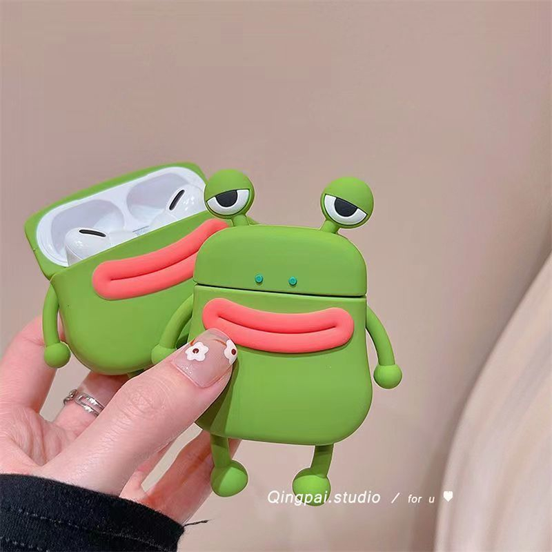 Đối với airpods 1 & 2 3 pro vỏ airpods dễ thương phim hoạt hình 3d frog nắp silicone bảo vệ đầy đủ