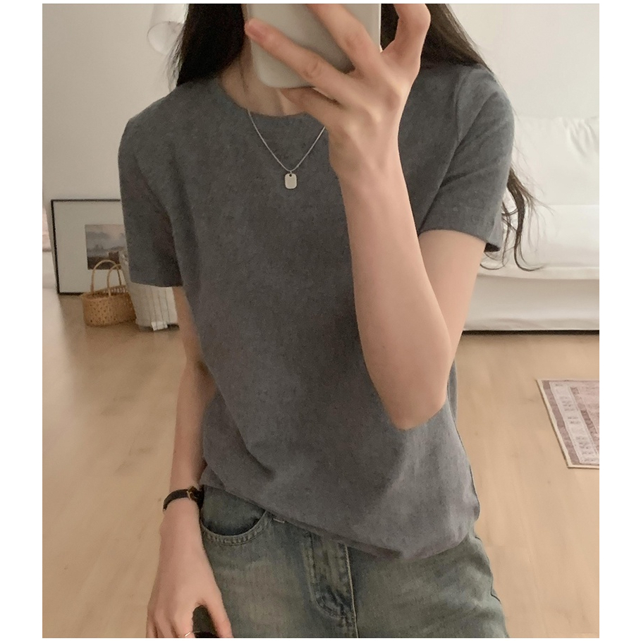 Áo Thun Nữ Tay Ngắn Cổ Tròn Vải Cotton Nguyên Chất 60869