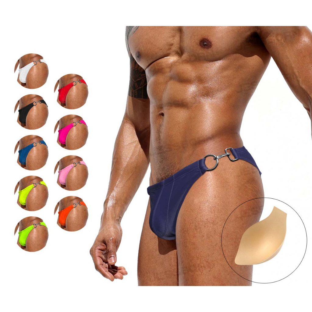 Jessborn Quần Bơi Ngắn Một Mặt Màu Trơn Có Miếng Lót 10097-1 Cho Nam