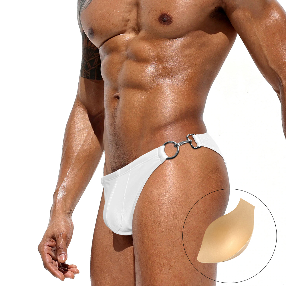 Jessborn Quần Bơi Ngắn Một Mặt Màu Trơn Có Miếng Lót 10097-1 Cho Nam