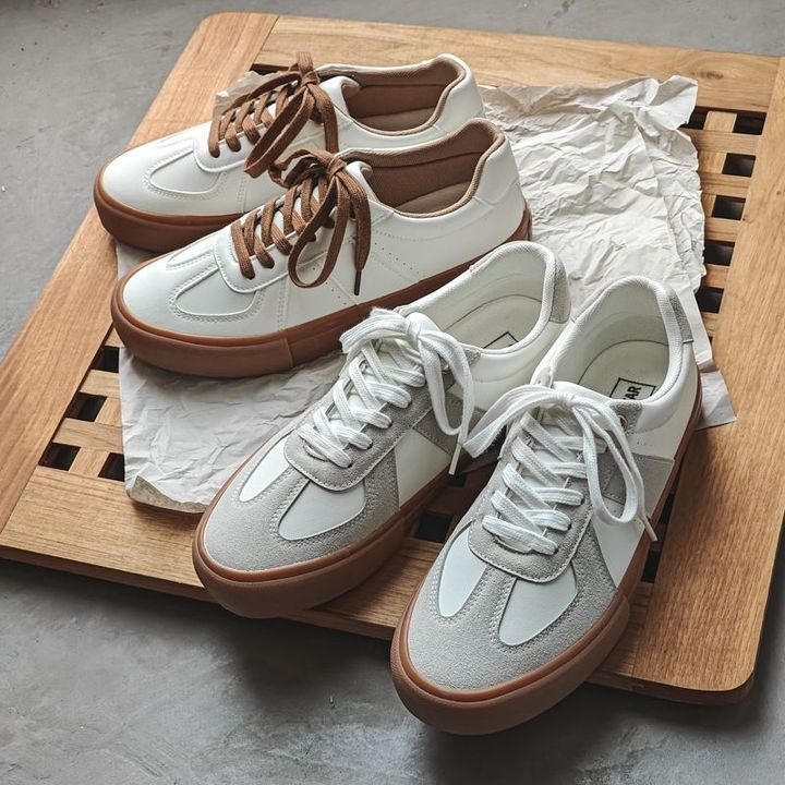 SHANMUSENLIN☘️Giày Thể Thao Da Chống Trượt Phong Cách retro Mỹ