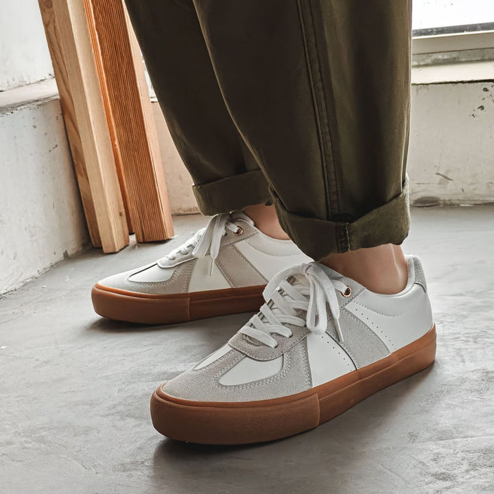 SHANMUSENLIN☘️Giày Thể Thao Da Chống Trượt Phong Cách retro Mỹ