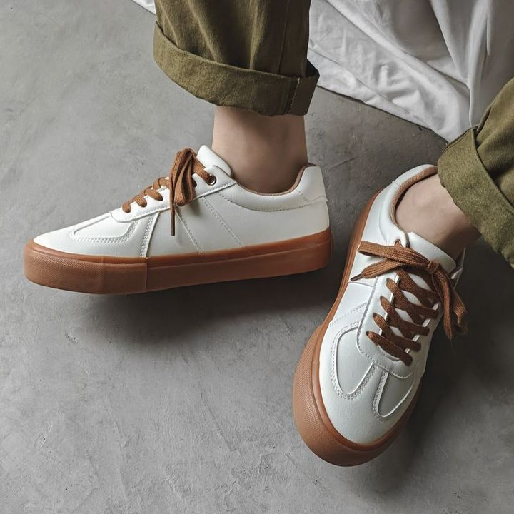 SHANMUSENLIN☘️Giày Thể Thao Da Chống Trượt Phong Cách retro Mỹ