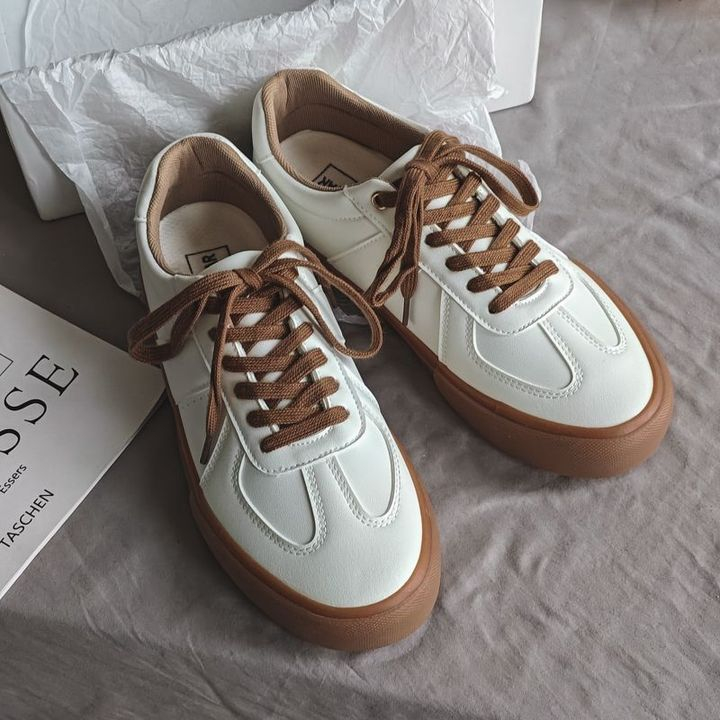 SHANMUSENLIN☘️Giày Thể Thao Da Chống Trượt Phong Cách retro Mỹ