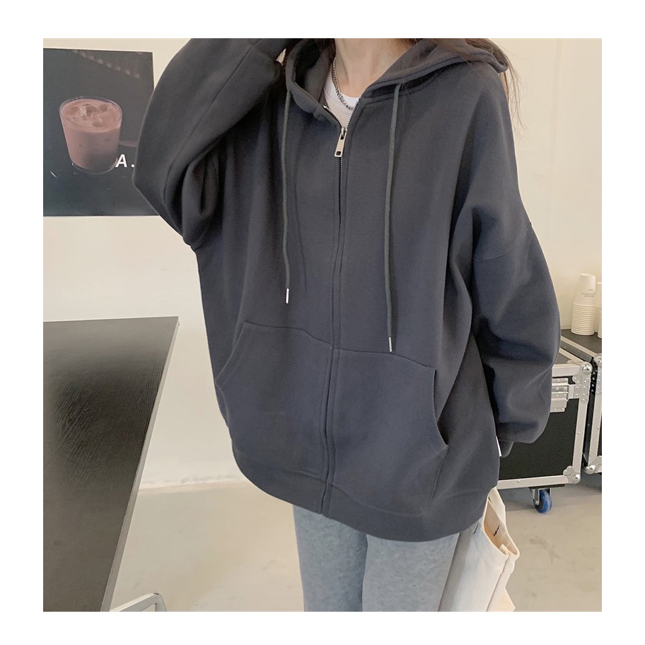 Phong cách mới Loose oversize Sweatshirt Cardigan Zipper Couple Jacket nữ phong cách mới đầu xuân thu HZFWC8113