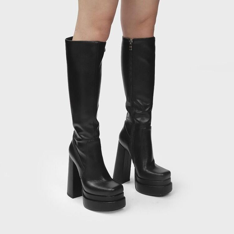 Bốt Cao Gót 14cm Mũi Vuông Thời Trang 2023 Cá Tính