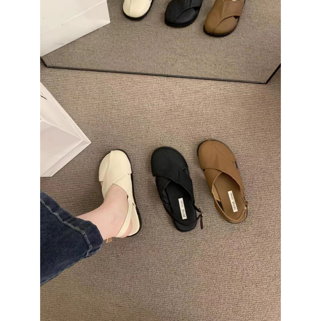 Mùa hè mới dép nữ bên ngoài mặc giày đế thấp có váy Pháp Baotou Mary Jane giày đơn