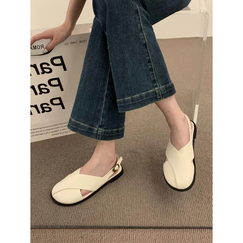 Mùa hè mới dép nữ bên ngoài mặc giày đế thấp có váy Pháp Baotou Mary Jane giày đơn