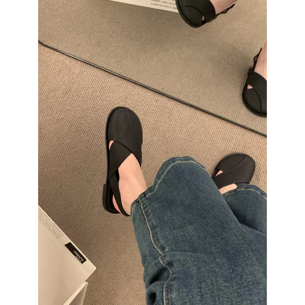 Mùa hè mới dép nữ bên ngoài mặc giày đế thấp có váy Pháp Baotou Mary Jane giày đơn