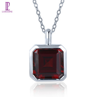 Lohaspie trang sức bạc thật 925 vòng cổ garnet tự nhiên ban đầu mặt dây chuyền đá quý màu đỏ garnet birthstone mặt dây chuyền cho phụ nữ trang sức bạc