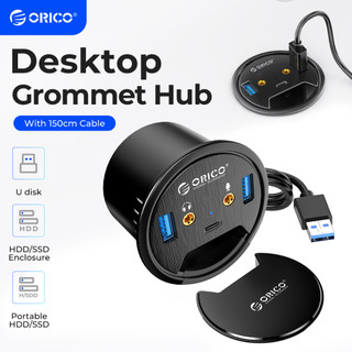 ORICO USB 3.0 Hub Loại C Bộ chia tốc độ cao Máy tính để bàn Grommet Hub với cổng âm thanh SD/TF (DESK-2U1C)
