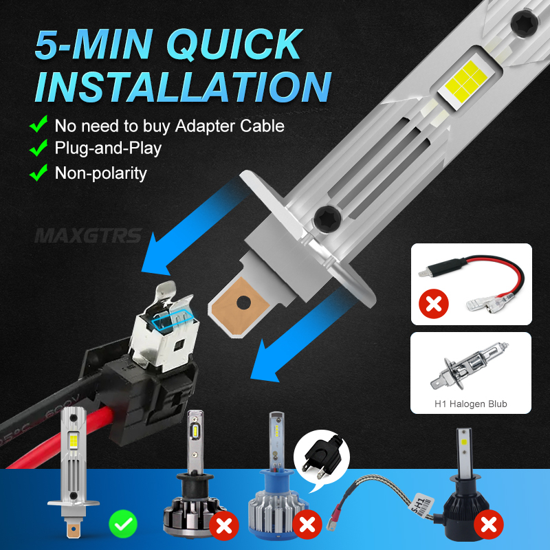 Set 2 Đèn Led H1 60w DC 10V-18V 6500K / 4300K Ánh Sáng Trắng Dành Cho Ô Tô