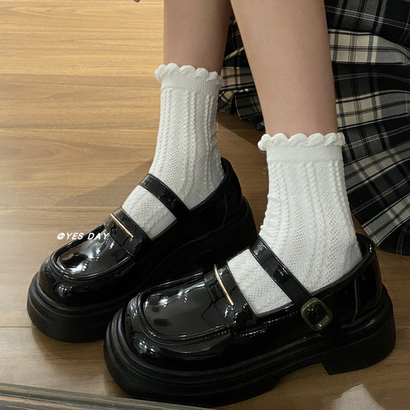 Giày Lười Da Đế Dày Phong Cách Retro Nhật Bản Cho Nữ