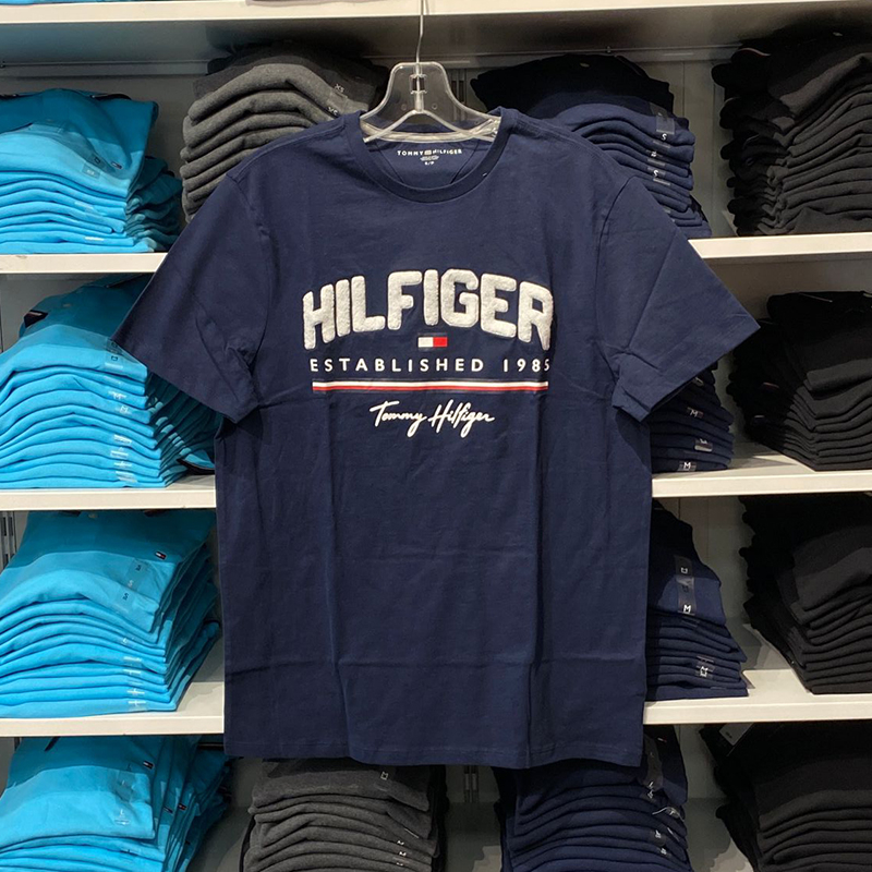 Tommy t-shirt nam lỏng vừa vặn in áo ngắn tay nam thời trang lót thoải mái và thoáng khí