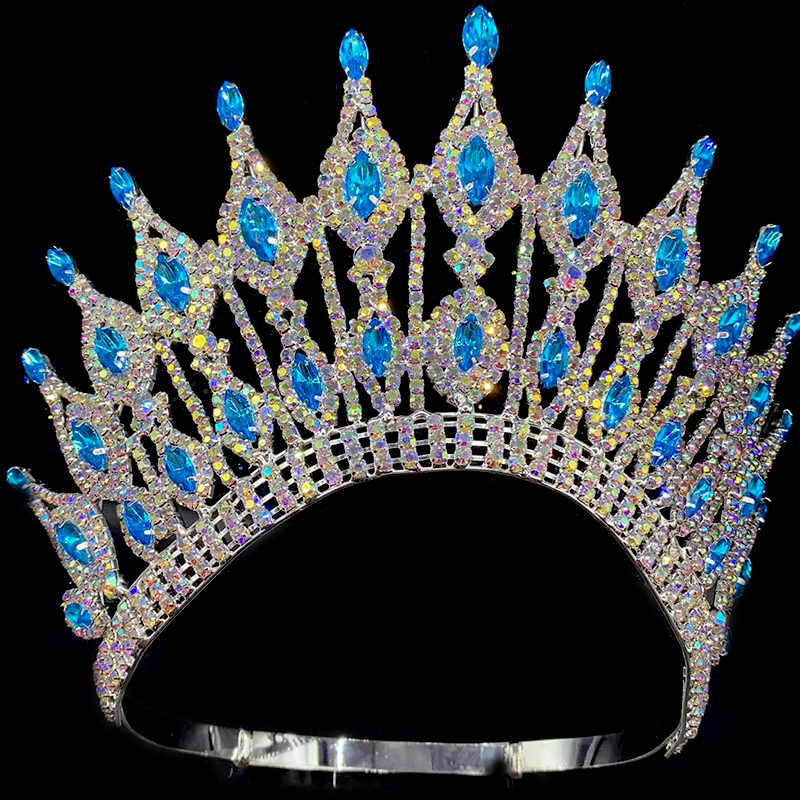 Phụ kiện tóc cưới mới beauty pageant headpiece pha lê đầy màu sắc handmade bridal tiara cho phụ nữ