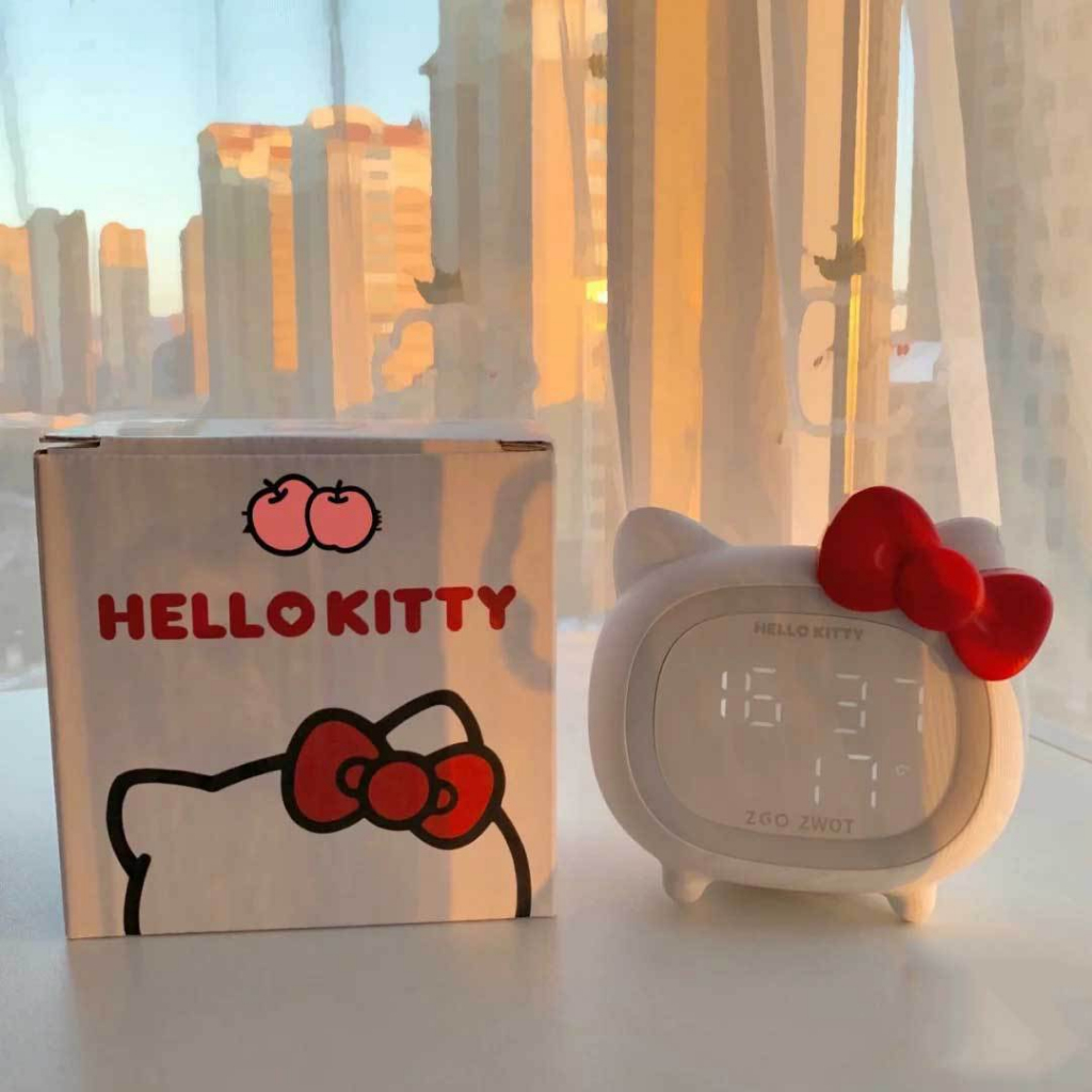 Zhenggang sanrio bluetooth audio hello kitty đồng hồ báo thức thông minh dành cho trẻ em led atmosphere light multi-function kt cat speaker