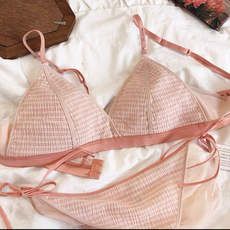 Thời trang 4 màu bộ đồ lót áo ngực không dây quần lót nữ đồ lót cúp mỏng bralette