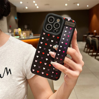 Lưới Phong Cách Trái Tim Cho iPhone 7-14 Vỏ Điện Thoại Không Có mini Đeo Dây Đeo Cổ Tay Silicon Mềm Chống Sốc Và Chống Mài Mòn Vỏ Mặt Sau Bảo Vệ Ống Kính
