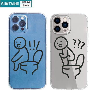 Suntaiho Ốp lưng iphone trong suốt dễ thương Ốp điện thoại bằng silicon in hình toilet bảo vệ cho iPhone 15 Pro Max 14 Pro Max 13 12 iPhone 11 Pro Max X Xs Max XR IP 8 7 Plus