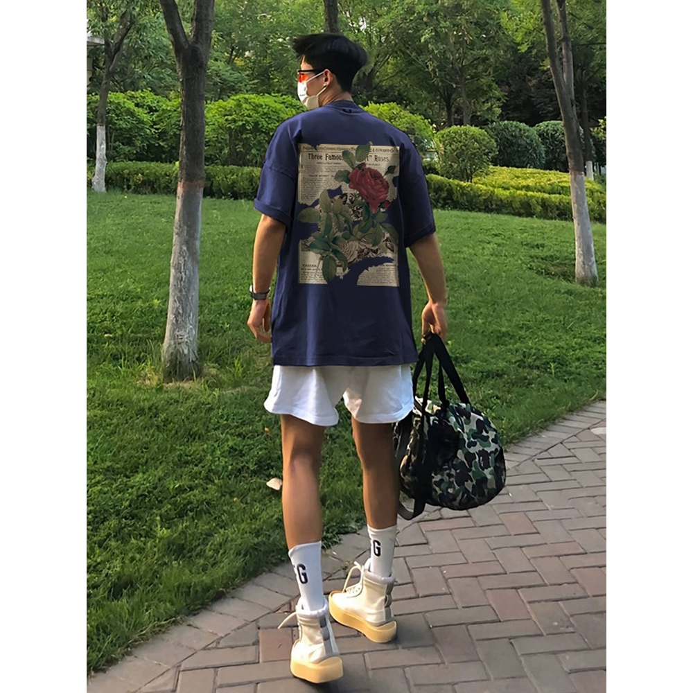 Áo thun cotton PEARDODO tay ngắn in hình thời trang hip hop mùa hè