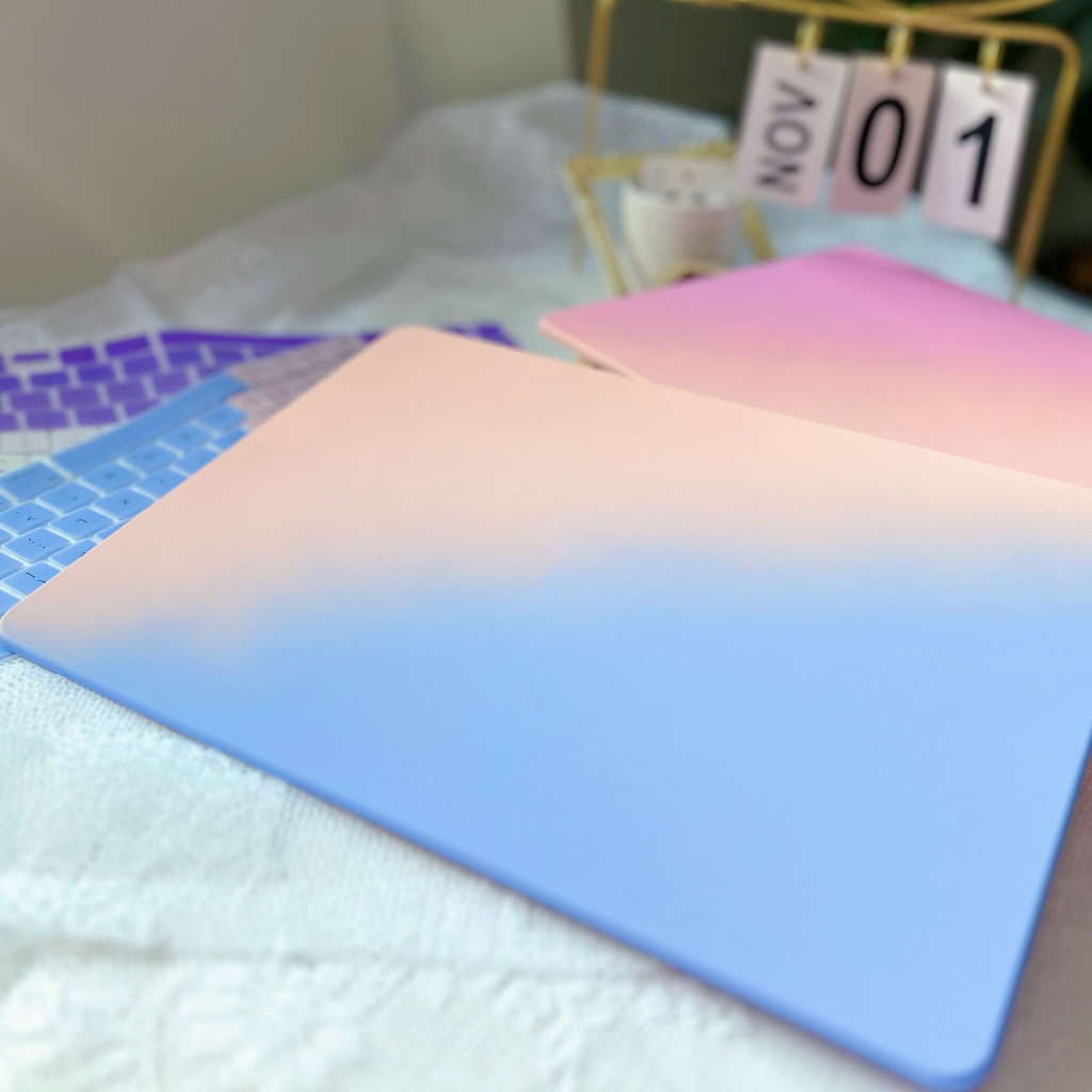 Vỏ bọc màu Gradient khoét rỗng logo kèm vỏ bọc bàn phím cho For Macbook Air 13 M2 A2681 M1 A2337 A2179 A1932 A1466  Pro 13.3 A2338 A2289 A2251 A1706 A1989 A2159 A1708