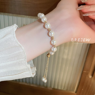 DREJEW Vòng tay nữ dạng kéo có thể điều chỉnh phối hạt ngọc trai kiểu Pháp cao cấp không gây dị ứng