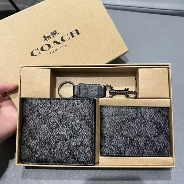 Ví nam wallte ngắn bằng da c0ach