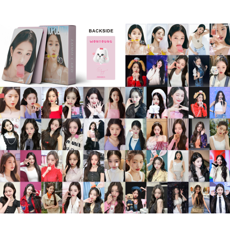 50-55 cái / hộp wonyoung ive photocards solo album magazine bìa laser hologram lomo thẻ kpop bưu thiếp vận chuyển nhanh ym