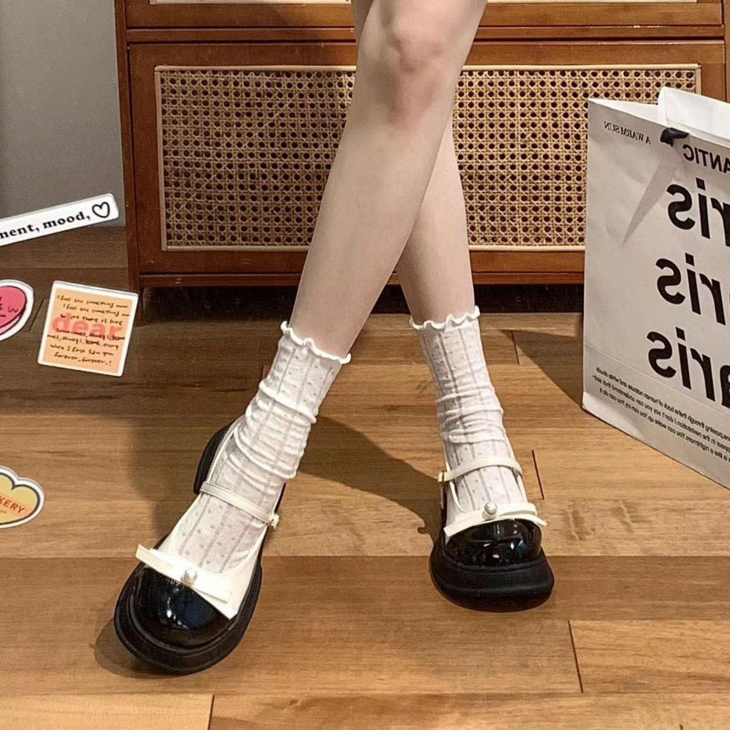 HHH Giày Mary Jane Lolita bít mũi đế cao Giày Búp Bê Đế da mềm đế êm thời trang 2023NEW Cho Nữ 080115