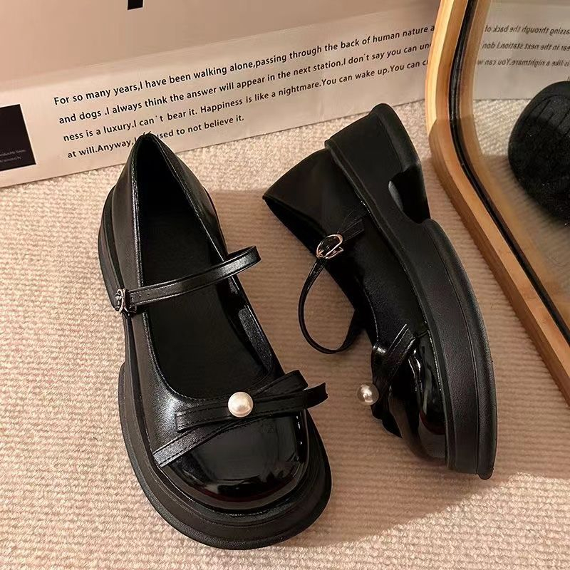 HHH Giày Mary Jane Lolita bít mũi đế cao Giày Búp Bê Đế da mềm đế êm thời trang 2023NEW Cho Nữ 080115