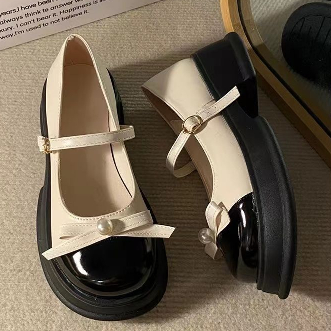 HHH Giày Mary Jane Lolita bít mũi đế cao Giày Búp Bê Đế da mềm đế êm thời trang 2023NEW Cho Nữ 080115
