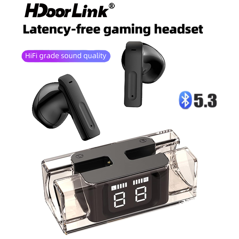 Tai nghe không dây HdoorLink Bluetooth 5.3 TWS Transparent True Stereo Noise Reduction Tai nghe trong tai với micrô