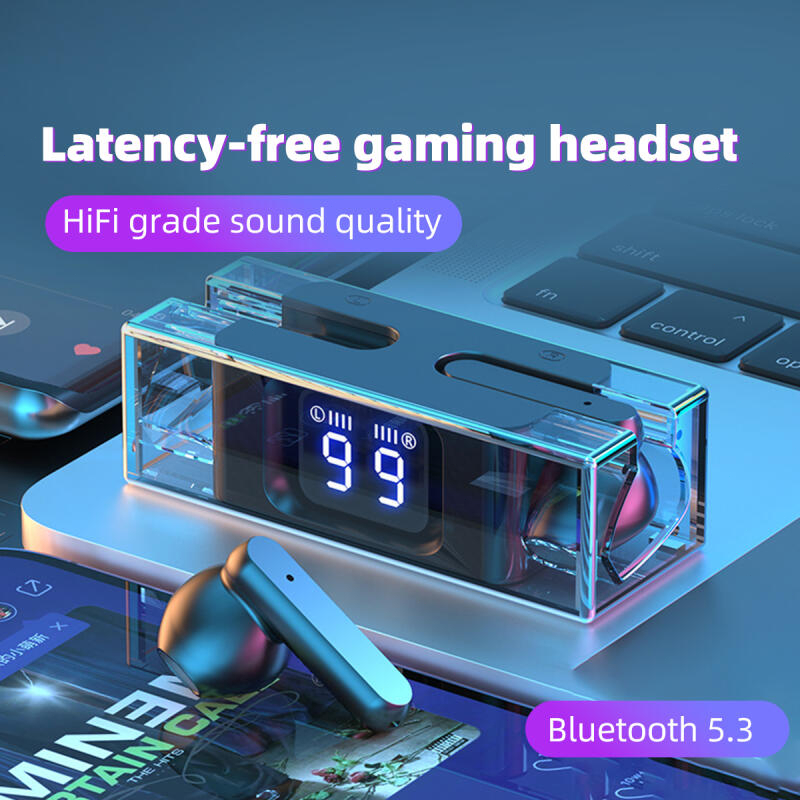 Tai nghe không dây HdoorLink Bluetooth 5.3 TWS Transparent True Stereo Noise Reduction Tai nghe trong tai với micrô