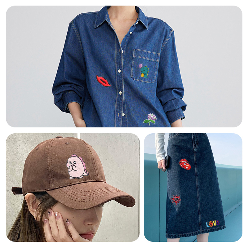 Bản vá bướm tự dính cho quần áo thêu đính quần áo đồ may phù hiệu trang trí dán màu hồng xanh lá cây bướm vàng