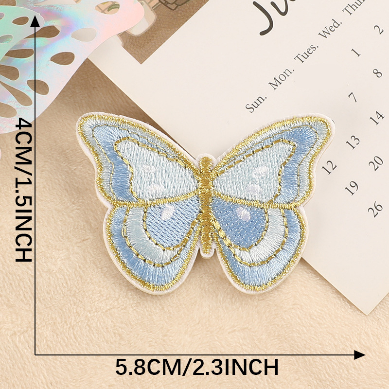 Bản vá bướm tự dính cho quần áo thêu đính quần áo đồ may phù hiệu trang trí dán màu hồng xanh lá cây bướm vàng